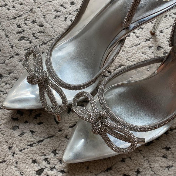 JLO Flina Heels | DSW | Sparkle Bow Silver Heels - Picture 3 of 4